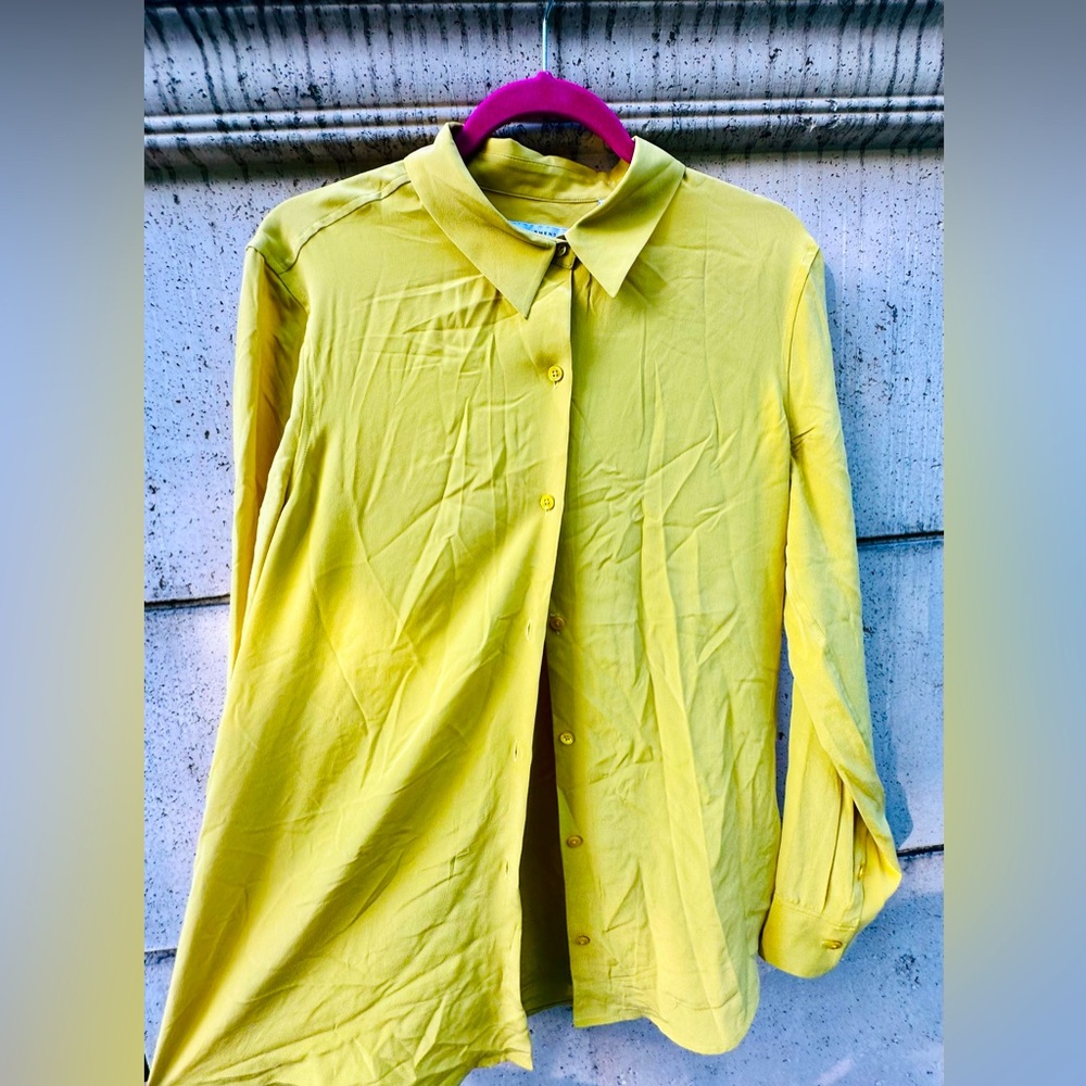 Equipment Femme ✨ Essential Long-Sleeve Silk Shirt ✨ Mustard Yellow ✨ Large
